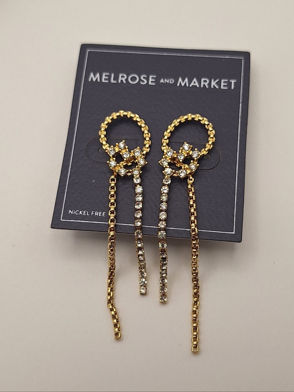 Melrose and Market NWT Gold Crystal Rhinestone Dangle Earrings Nordstrom